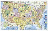 (Land)Karte Stiefel Wandkarte Kleinformat USA, Bundesstaaten mit Postleitzahlen, englische Ausgabe, ohne Metallstäbe von Heinrich Stiefel