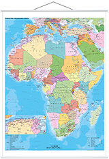 (Land)Karte Stiefel Wandkarte Großformat Afrika politisch mit Postleitbereichen, englische Ausgabe, mit Metallstäben von Heinrich Stiefel