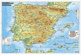 (Land)Karte Spanien und Portugal physisch von Heinrich Stiefel