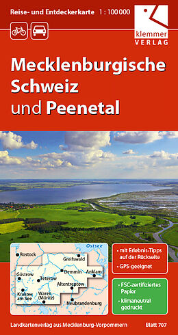 (Land)Karte Reise- und Entdeckerkarte Mecklenburgische Schweiz und Peenetal von 
