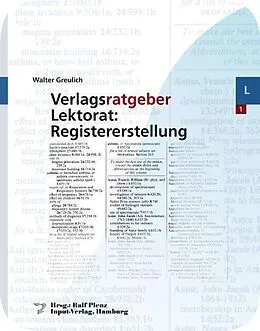 E-Book (pdf) Verlagsratgeber Lektorat: Registererstellung von Walter Greulich
