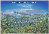 ungefaltete (Land)Karte Panorama Alpen Poster von 