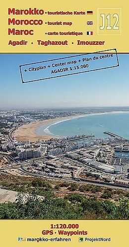 gefaltete (Land)Karte J12: Agadir - Taghazout - Imouzzer 1:120.000 GPS - Waypoints von A. + B. Conrad