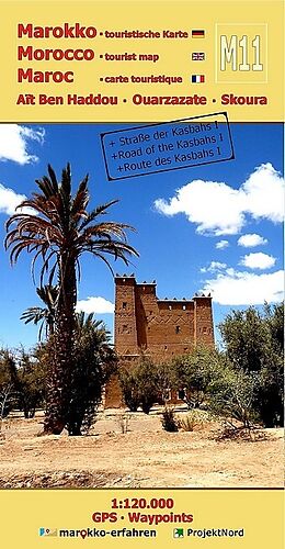 gefaltete (Land)Karte M11: Aït Ben Haddou - Ouarzazate - Skoura 1:120.000 + GPS-Waypoints von A. + B. Conrad