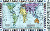 gerollte (Land)Karte Weltkarte Petersprojektion, deutsch, (130 x 82 cm) von 