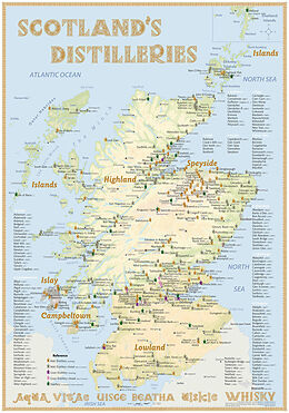 Carte (de géographie) Whisky Distilleries Scotland - Poster 70x100cm Standard Edition 600000 de Rüdiger Jörg Hirst