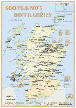 (Land)Karte Whisky Distilleries Scotland - Tasting Map 2000000 von Rüdiger Jörg Hirst