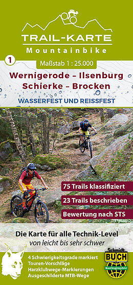 (Land)Karte MTB Trail-Karte Harz: Wernigerode  Ilsenburg  Schierke  Brocken von Maximilian Schmidt