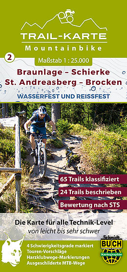 (Land)Karte MTB Trail-Karte Harz: Braunlage  Schierke  St. Andreasberg  Brocken von Maximilian Schmidt
