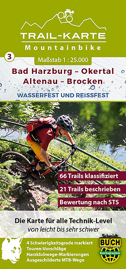 (Land)Karte MTB Trail-Karte Harz: Bad Harzburg  Okertal  Altenau  Brocken von Maximilian Schmidt