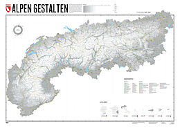 gerollte (Land)Karte Alpen Gestalten - 140 x 100 cm von Stefan Spiegel, Lana Bragin