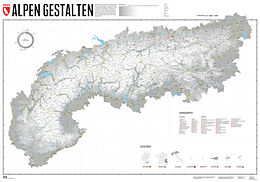 gerollte (Land)Karte Alpen Gestalten - 100 x 70 cm von Stefan Spiegel, Lana Bragin