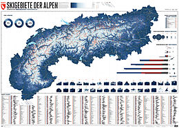gerollte (Land)Karte 581 Skigebiete der Alpen von Lana Bragin, Stefan Spiegel