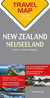 gefaltete (Land)Karte KUNTH TRAVELMAP Neuseeland 1:800.000 von 
