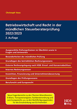 E-Book (pdf) Betriebswirtschaft und Recht in der mündlichen Steuerberaterprüfung 2022/2023 von Christoph Voos