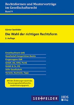 E-Book (pdf) Die Wahl der richtigen Rechtsform von Günter Seefelder