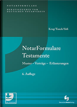 Fester Einband NotarFormulare Testamente von Walter Krug, Manuel Tanck