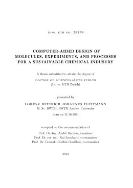 Paperback Computer-aided design of molecules, experiments, and processes for a sustainable chemical industry von Fleitmann Lorenz Heinrich Johannes