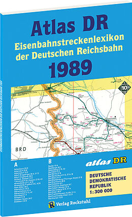 Kartonierter Einband ATLAS DR 1989 - Eisenbahnstreckenlexikon der Deutschen Reichsbahn von 