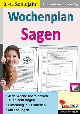 Kartonierter Einband Wochenplan Sagen / Klasse 3-4 von Autorenteam Kohl-Verlag