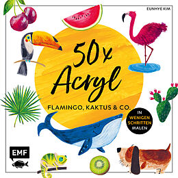 Kartonierter Einband 50 x Acryl  Flamingo, Kaktus und Co. von Eunhye Kim