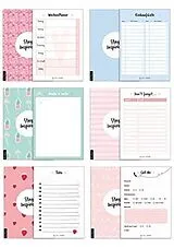 Kartonierter Einband 6 Blöcke inkl. Wochenplaner, Einkaufsliste, To Do Block/Liste, Notizblock, Kalender Notizblock, Rückruf Notiz, 50 Seiten pro Block, DIN A6, Hochwertige Papierqualität. von Lisa Wirth