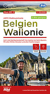 (Land)Karte ADFC-Radtourenkarte BEL 2 Belgien Wallonie 1:150.000, reiß- und wetterfest, E-Bike geeignet, GPS-Tracks Download von 