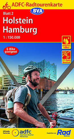 (Land)Karte ADFC-Radtourenkarte 2 Holstein Hamburg 1:150.000, reiß- und wetterfest, E-Bike geeignet, GPS-Tracks Download von 