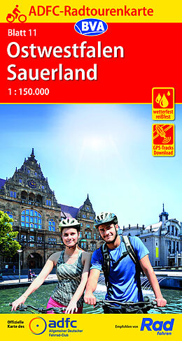 (Land)Karte ADFC-Radtourenkarte 11 Ostwestfalen Sauerland 1:150.000, reiß- und wetterfest, E-Bike geeignet, GPS-Tracks Download von 