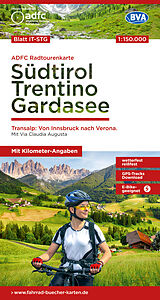 (Land)Karte ADFC-Radtourenkarte IT-STG Südtirol, Trentino, Gardasee 1:150.000, reiß- und wetterfest, E-Bike geeignet, GPS-Tracks Download, mit Bett+Bike Symbolen, mit Kilometer-Angaben von 