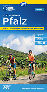 (Land)Karte ADFC-Regionalkarte Pfalz, 1:75.000, mit Tagestourenvorschlägen, reiß- und wetterfest, E-Bike-geeignet, GPS-Tracks Download von 