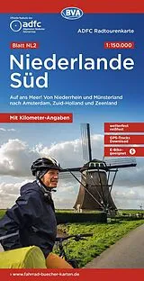 gefaltete (Land)Karte BVA ADFC Radtourenkarte Niederlande Süd, mit Knotenpunkten 1:150.000 von