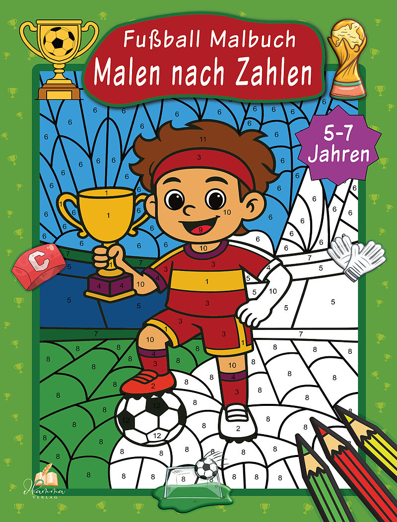 Malen nach Zahlen Fußball Malbuch für Kinder ab 57 Jahren