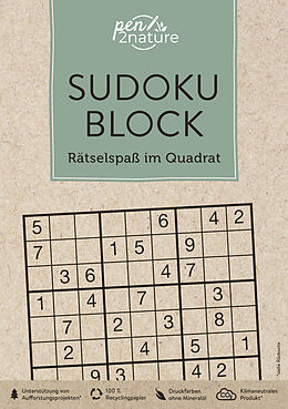 Kartonierter Einband Sudoku-Block: Rätselspaß im Quadrat. 192 Sudokus in 3 Schwierigkeitsstufen von pen2nature