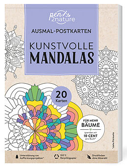 Kartonierter Einband Ausmal-Postkarten Kunstvolle Mandalas | 20 Karten von pen2nature