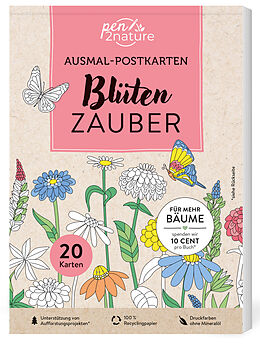 Kartonierter Einband Ausmal-Postkarten Blütenzauber | 20 Karten von pen2nature