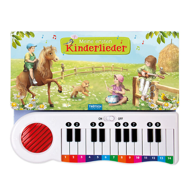 TRÖTSCH - Klavierbuch "Meine ersten Kinderlieder" | Soundbuch mit farbig markierten Noten und Tasten. Kinder Klavier mit 8 bekannten, illustrierten Liedern zum Mitsingen und Spielen | Ab 3 Jahren