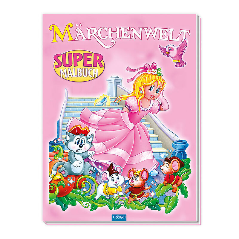 TRÖTSCH - Supermalbuch Märchenwelt | Zauberhaftes Malbuch mit 48 farbigen Malvorlagen beliebter Märchenfiguren. Ausmalbuch für Buntstifte, Wasserfarben und Wachsmalstifte | Ab 3 Jahren