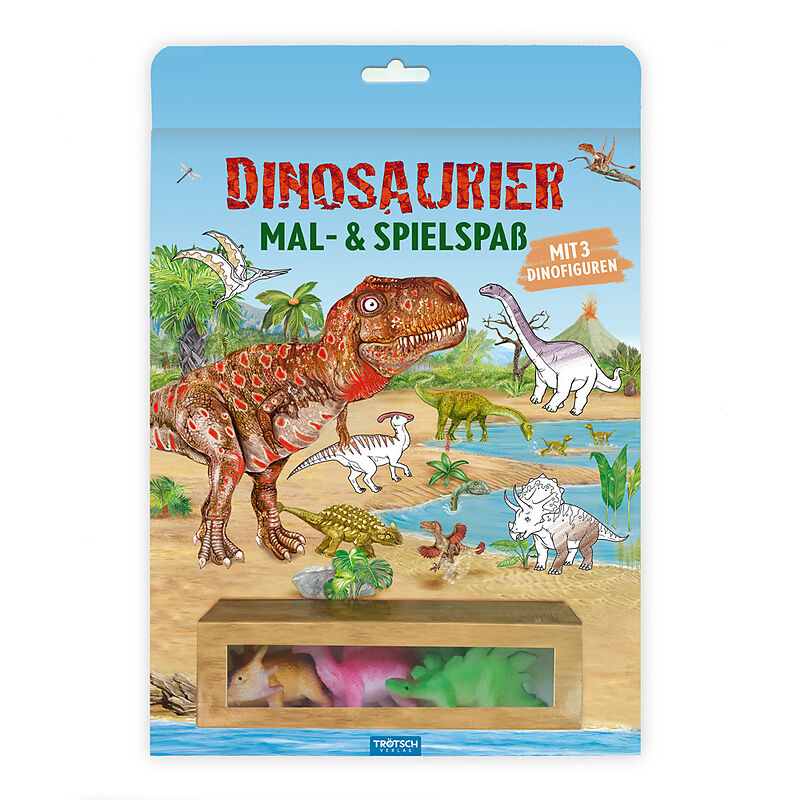 TRÖTSCH - Malbuch Dinosaurier Mal- und Spielspaß S1 Malbuch mit Spielzeug| Ab 3 Jahren
