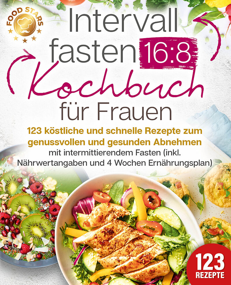 Intervallfasten 16:8 Kochbuch für Frauen: 123 köstliche und schnelle Rezepte zum genussvollen und gesunden Abnehmen mit intermittierendem Fasten (inkl. Nährwertangaben und 4 Wochen Ernährungsplan)