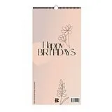 Kalender Immerwährender Geburtstagskalender "Happy Birthdays" ohne Jahreszahl. Florale Lineart in Bohofarben. von Anja Garschhammer