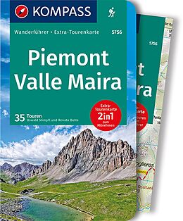Kartonierter Einband KOMPASS Wanderführer Piemont, Valle Maira, 35 Touren mit Extra-Tourenkarte von Oswald Stimpfl, Renato Botte