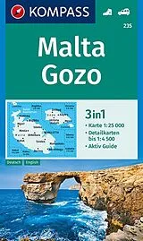 gefaltete (Land)Karte KOMPASS Wanderkarte 235 Malta, Gozo 1:25.000 25000 von 