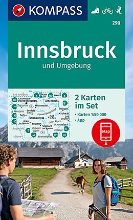 gefaltete (Land)Karte KOMPASS Wanderkarten-Set 290 Innsbruck und Umgebung (2 Karten) 1:50.000 von 