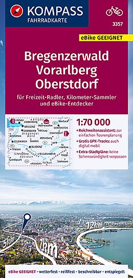 gefaltete (Land)Karte KOMPASS Fahrradkarte 3357 Bregenzerwald, Vorarlberg, Oberstdorf 1:70.000 von 