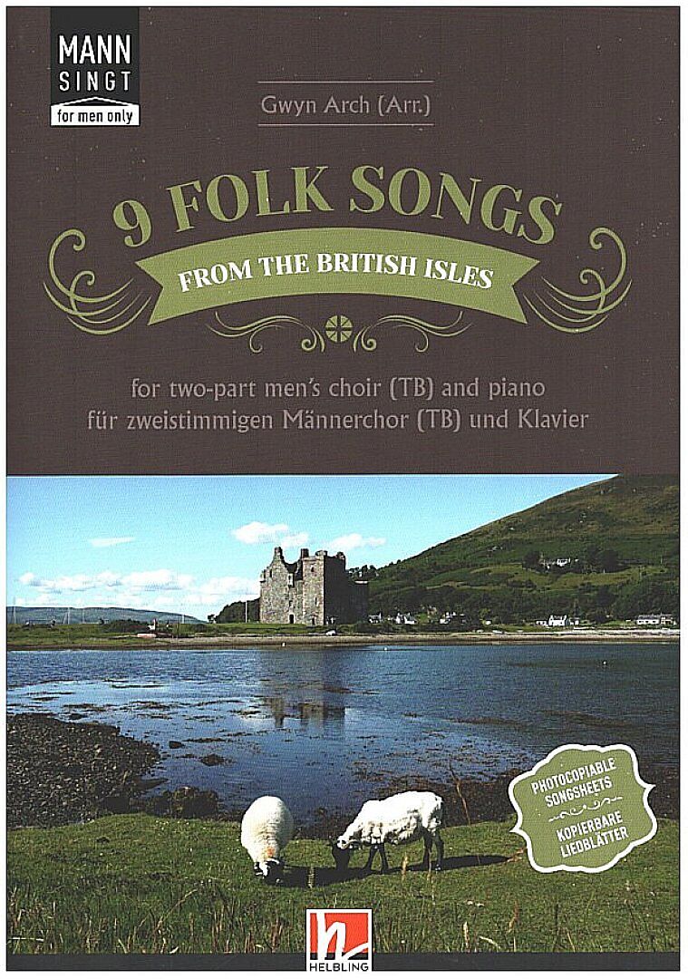 9 Folksongs from the British Isles (Mann singt) - Chorsammlung für zweistimmigen Männerchor (TB) und Klavier