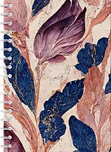 Blankobuch geb Marmorträume - Premium Spiral-Notizbuch A5 Soft-Touch liniert. Violett-blaue Marmorillusion mit schimmernden goldenen Details von 