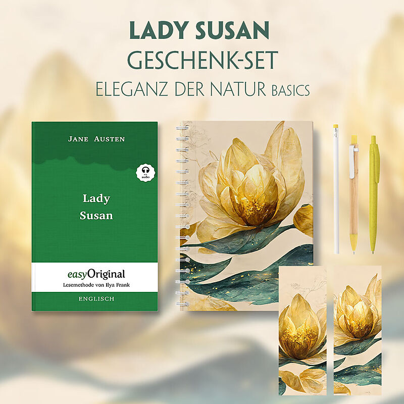 Lady Susan Geschenkset (Softcover + Audio-Online) + Eleganz der Natur Schreibset Basics