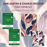  Jane Austen &amp; Charles Dickens Geschenkset - 2 Bücher (Softcover+ Audio-Online) + Marmorträume Schreibset Basics von Jane Austen, Charles Dickens