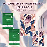  Jane Austen &amp; Charles Dickens Geschenkset - 2 Bücher (Softcover+ Audio-Online) + Marmorträume Schreibset Premium von Jane Austen, Charles Dickens